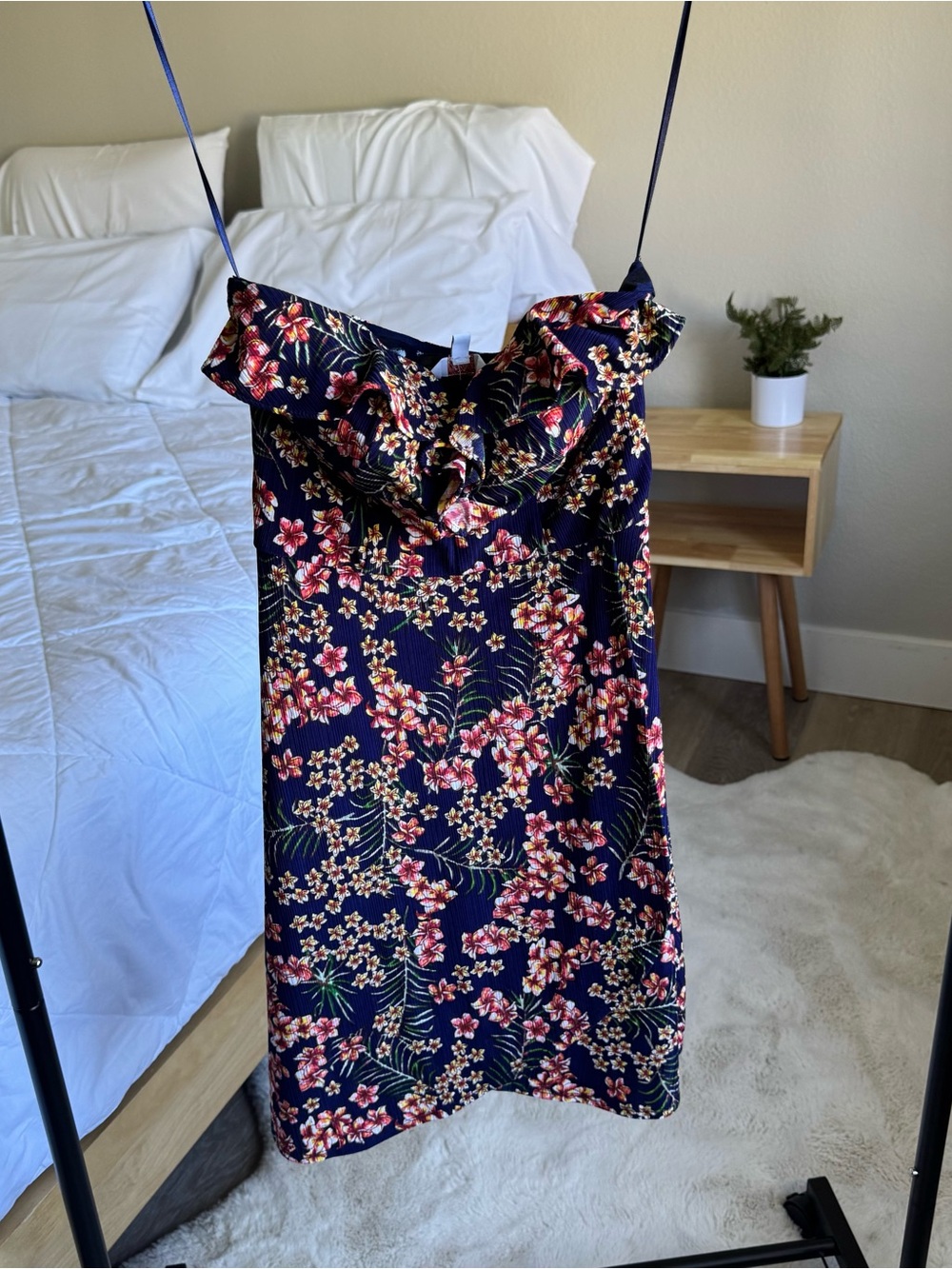 Candie's Navy Floral Sundress with Pink Accents